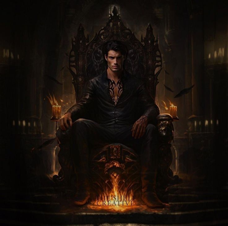 a man sitting on top of a throne in the dark