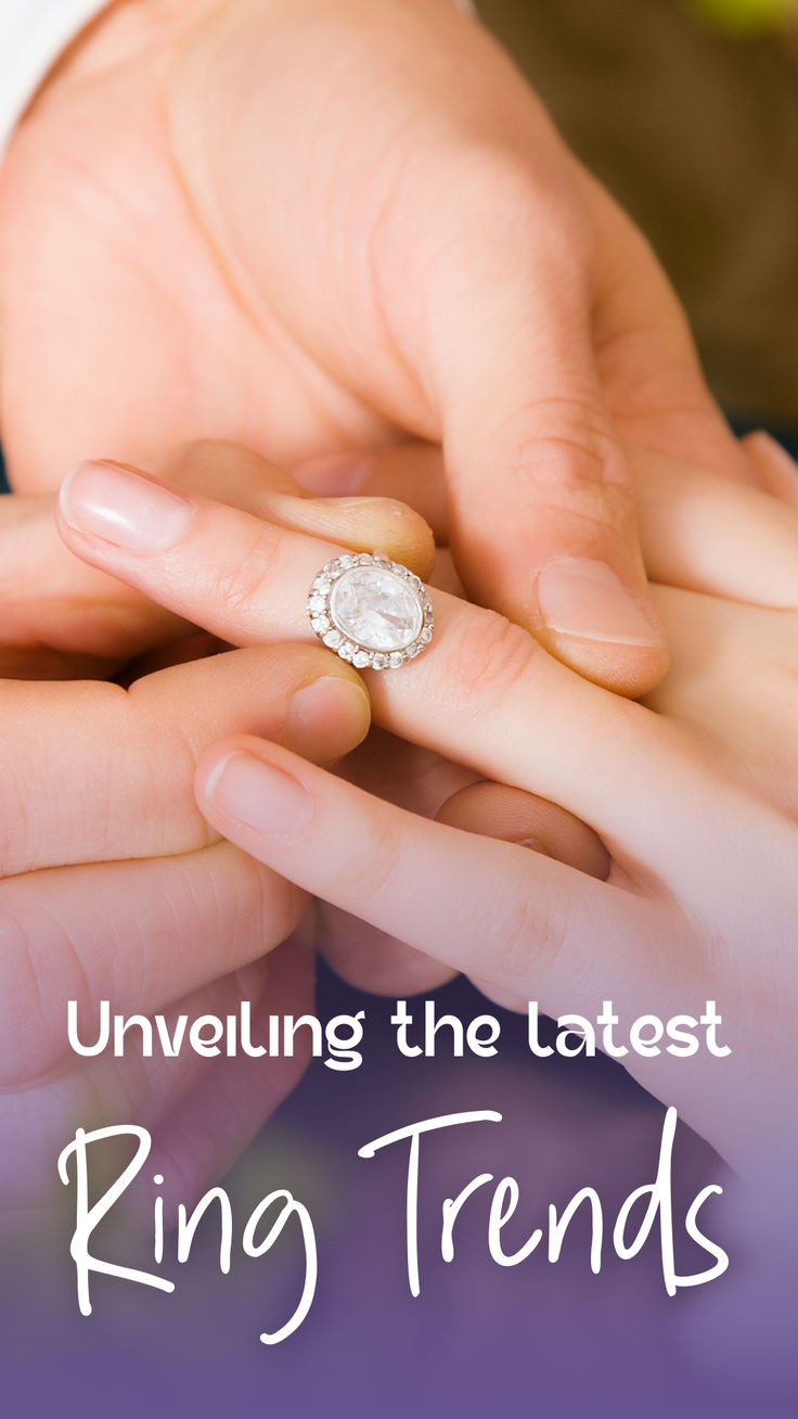 two people holding each other's hands with the words unveiling the latest ring trend