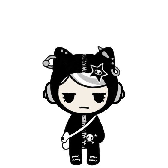 Graphic, art, digital art, monochromatic, black & white, goth, emo, although, tokidoki Cute Goth