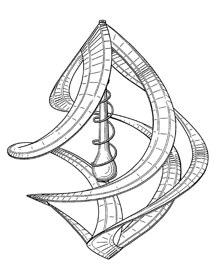 a drawing of an object with spirals on it