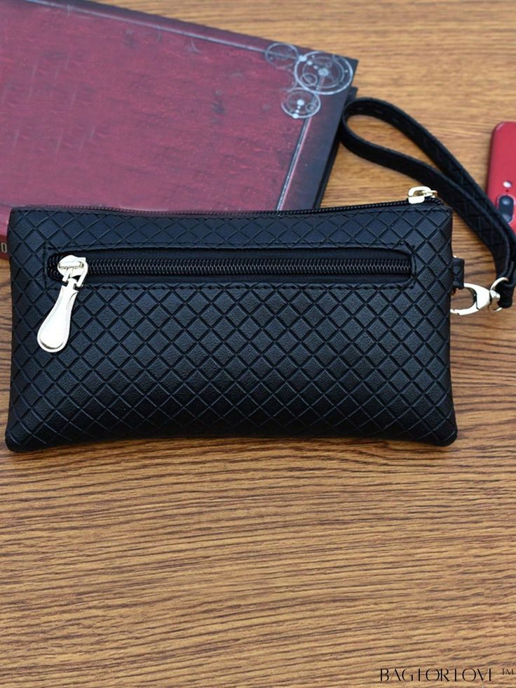 BagForLove - Womens PU Clutch Wallet with Phone Pocket - Stylish and Functional Purse Product Description Color Black Pattern Type Plaid Material PU Leather Size Chart INCH CM Bag Height Bag Length Bag Width 4.1 inch 7.7 inch 0.6 inch Bag Height Bag Length Bag Width 10.5 cm 19.5 cm 1.5 cm Details Pictures Similar Products h2 { text-align: center; } /* æ¢è¡ */ li{ white-space: normal; word-break: break-all; word-wrap: break-word; } .red-box { width: 100%; display: flex; flex-direction: row; fle Black Mobile Phone Pouch, Black Clutch With Card Slots, Black Coin Purse With Mobile Phone Bag, Black Coin Purse With Card Slots In Clutch Shape, Black Pouch Clutch With Card Slots, Black Clutch Pouch With Card Slots, Black Bag With Card Slots, Black Handheld Clutch With Zipper Closure, Black Handheld Travel Wallet