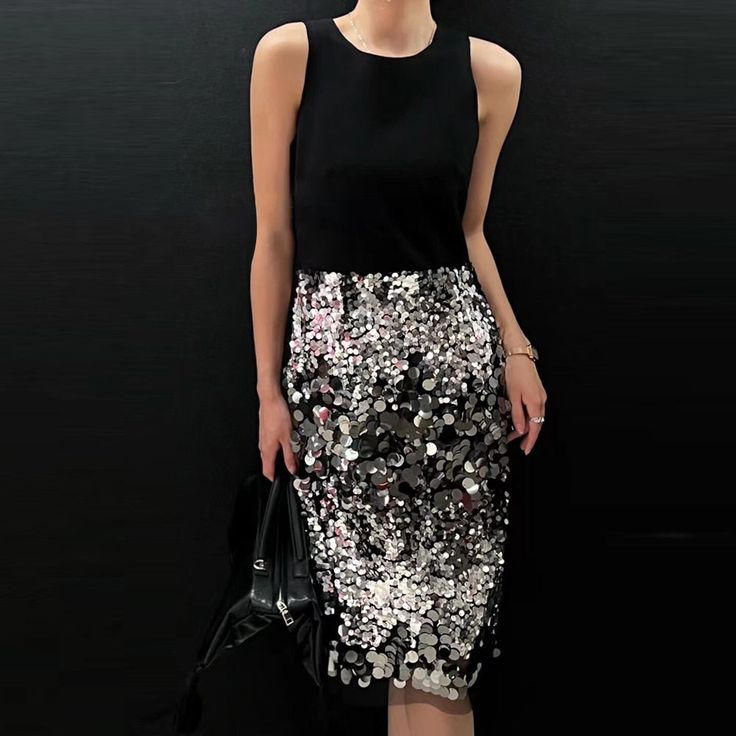 image_6 Sleeveless Midi Dress With Contrast Sequin, Formal Sleeveless Dress With Contrast Sequin, Sleeveless Contrast Sequin Formal Dress, Elegant Sleeveless Dress For Night Out, Elegant Sleeveless Midi Dress For Party Season, Elegant Sleeveless Sequin Dress For Night Out, Chic Sleeveless Sequin Dress For Cocktail, Chic Sequined Sleeveless Dress For Cocktail Events, Elegant Contrast Sequin Midi Dress