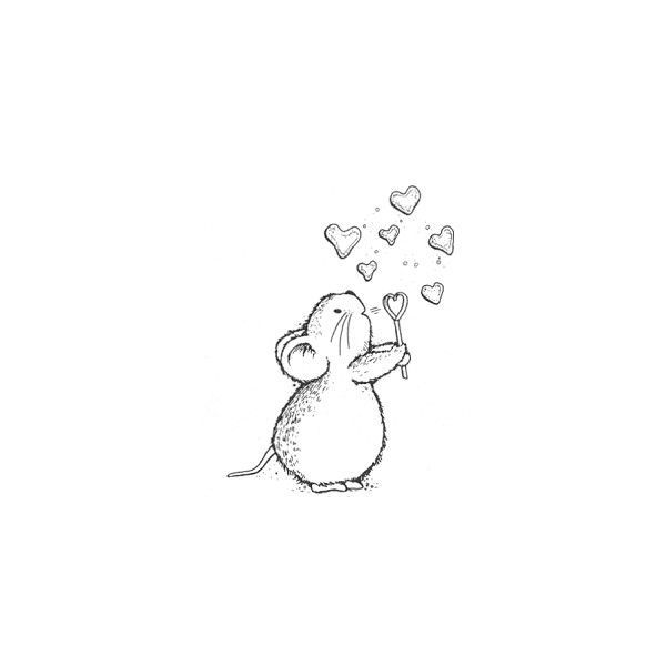 a drawing of a rat blowing hearts on it's nose