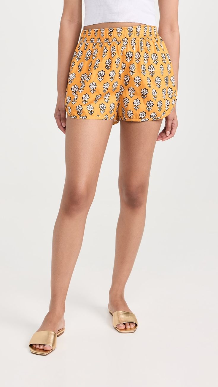 RHODE Keith Shorts | Shopbop Printed Stretch Shorts, Stretch Printed Short Bottoms, Printed Short Bottoms For Loungewear, Printed Short Loungewear Bottoms, Printed Short Length Loungewear Bottoms, Stretch Cotton Beachwear Bottoms, Stretch Cotton Bottoms For Beachwear, Printed Stretch Bottoms For Loungewear, Casual Yellow Elastane Bottoms