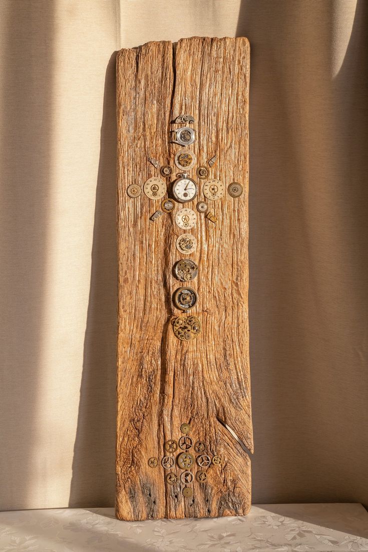 a wooden object with buttons on it