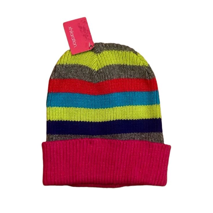 Multicolor Striped Woven Knit Winter Beanie Hat Pink Rim With Gray, Lime Green, Turquoise, Indigo And Watermelon Stripes. 50% Nylon; 50% Rayon New To Poshmark? Use Code Nyshoelover To Get $10 Off Your First Purchase! Casual Pink Beanie One Size, Pink One-size Beanie, Casual Pink One-size Beanie, Pink Beanie Cap, Pink Beanie Cap (one Size), Pink Winter Beanie One Size, Pink Soft Knit Beanie For Cold Weather, One Size Pink Soft Knit Beanie, Casual Pink Soft Knit Hat