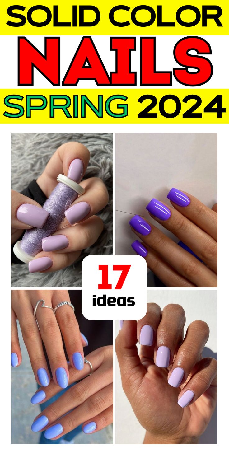 2024's Top Spring Nails: Solid Color Trends from Pastel to Bold Spring Nails Solid, Nails Solid Color, Nails Solid, Popular Nail Colors, Pastel Trends, Solid Color Nails, Squoval Nails, Nail Color Trends, Spring Nail Trends