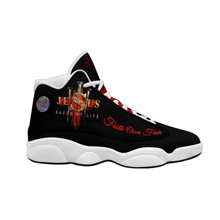 Introducing Jesus Saved My Life Customized Jesus Basketball Shoes: Are you a devoted follower of Jesus Christ who loves the game of basketball? Embrace your faith and passion for the sport with our exclusive Jesus Saved My Life Customized Jesus Basketball Shoes. These extraordinary shoes are not only stylish and comfortable, but they also serve as a powerful expression of your love for Jesus. Specific Details: Our Jesus Saved My Life Customized Jesus Basketball Shoes are meticulously crafted wit Casual Custom Sneakers For Basketball, Lace-up Synthetic Jordan Shoes For Sports Events, Lace-up Basketball Shoes With Rubber Sole For Sports, Lace-up Basketball Shoes With Rubber Sole, Jordan Basketball Shoes With Round Toe, Synthetic Jordan Basketball Shoes, Synthetic Round Toe Jordan Shoes For Basketball, Synthetic Round Toe Jordan Basketball Shoes, Basketball Shoes With Rubber Sole And Round Toe