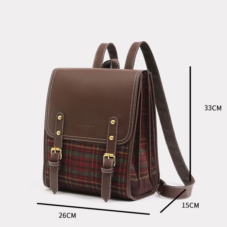 UAKISS - High Capacity Bag 2023 New Leisure Retro Backpack Plaid Women's Handheld Korean Schoolbag For Teen Girls Female Travel Backpack