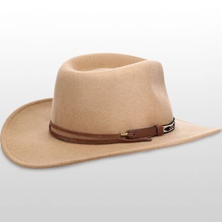 With a wide brim and water-repellent wool, the Ashley Hat protects our head from the elements whatever outdoor excursion the day may have in store. The crushable design makes this hat travel-freindly, while the USA-made construction carries on Stetson's legacy of quality products that stand the test of time. Beige Fedora With Short Brim For Outdoor, Beige Short Brim Fedora For Outdoor, Classic Beige Felt Hat For Outdoors, Western Wide Brim Fedora For Outdoor, Beige Wide Brim Felt Hat For Outdoor, Outdoor Fedora With Adjustable Fit And Flat Brim, Outdoor Fedora With Adjustable Fit And Curved Brim, Outdoor Adjustable Fit Flat Brim Fedora, Adjustable Fit Felt Hat With Short Brim For Outdoor