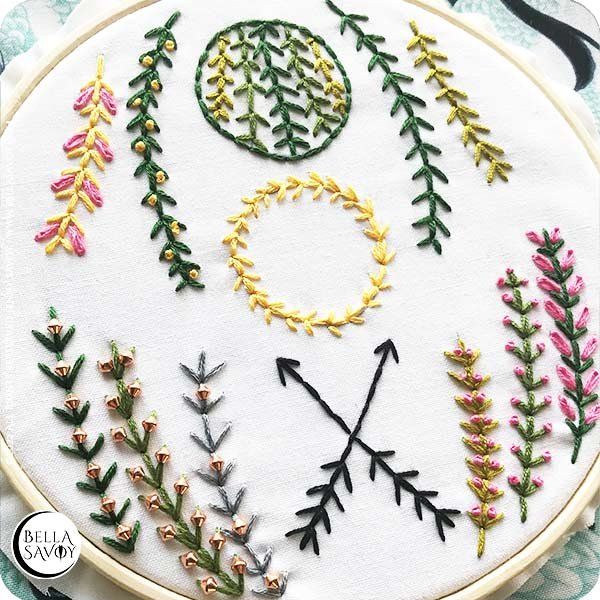 a close up of a embroidery pattern on a hoop