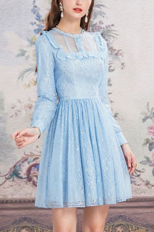 SKU: LIN01565 Fabric: Polyester Cotton Organza Style types: Sweet Lolita Season: Spring, Summer, Autumn, Winter Notice: Any of the accessory is not included. Size(IN) Neckline Shoulder Width Sleeve Length Bust Waist Dress Length S 17.72 13.19 23.43 35.24 26.77 34.06 M 18.11 13.58 23.82 36.81 28.35 34.45 L 18.50 13.98 24.21 38.39 29.92 34.84 XL 18.90 14.37 24.61 39.96 31.50 35.24 Spring Vintage Dress With Doll Collar For Parties, Vintage Dress With Doll Collar For Spring Party, Sweet Long Sleeve Mini Dress, Sweet Long Sleeve Mini Dress For Spring, Fitted Light Blue Dress With Lace Patchwork, Cute Long Sleeve Vintage Dress For Spring, Sweet Long Sleeve Fitted Dress, Cute Fitted Long Sleeve Vintage Dress, Fitted Long Sleeve Vintage Dress, Cute Style