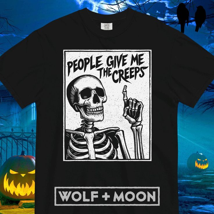 Grab this creepy cute vintage-look oversized t shirt in time for Halloween!  Our durable Comfort Colors "spooky vibes" skeleton tee makes the perfect gift for her or him. Enjoy classic tshirt styling that is perfect for a comfy casual and laid-back look.  The attention-grabbing original design will reveal to the "dreadful" world your funny AND dark sense of humor. "Creep It Real!" 💡 𝗙.𝗬.𝗜.: At Wolf+Moon, we're on a mission to blend comfort, quality, and adventure seamlessly. That's why Comfo Gothic Skull Print T-shirt For Fall, Halloween Concert T-shirt With Screen Print, Gothic Short Sleeve T-shirt For Halloween, Cotton T-shirt For Halloween, Halloween T-shirt With Screen Print For Alternative Fashion, Halloween Alternative Fashion T-shirt With Letter Print, Halloween Concert Skull Print Tops, Alternative Fashion Halloween T-shirt With Screen Print, Halloween Skull Print Top For Concert