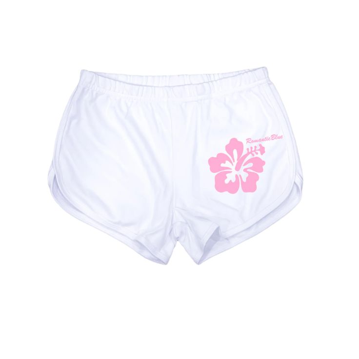 printed on front of shorts shorts are individually screen printed on a made to order basis, please allow 1 week to ship Hibiscus flower print on shorts! Hawaiian Style Shorts With Built-in Shorts For Poolside, White Tropical Shorts For Poolside, Floral Print Poolside Shorts, Printed Cotton Swim Trunks, Floral Print Shorts For Poolside, White Printed Cotton Shorts, Tropical White Shorts For Beach Season, Tropical Cotton Shorts, White Floral Print Beach Shorts