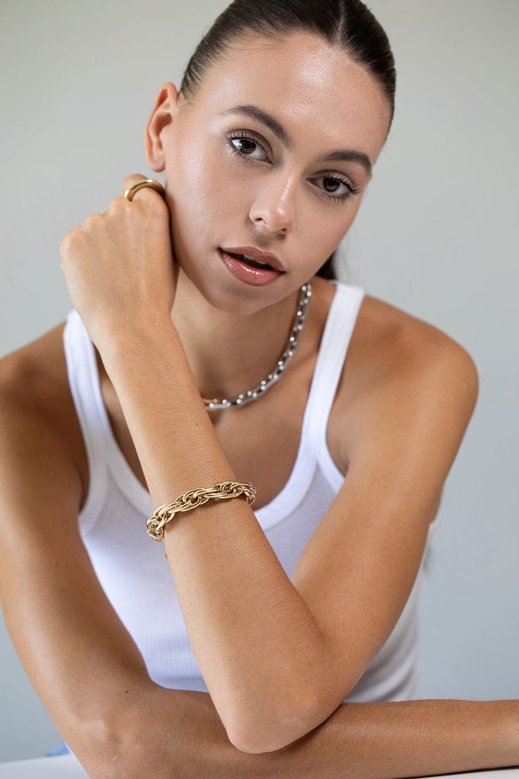 Lauren Rubinski small yellow gold bracelet. 14k Yellow Gold Timeless Gold-plated Jewelry With Bracelet Strap, Timeless Gold-plated Bracelet Strap Jewelry, Everyday White Gold Oyster Bracelets, Everyday Yellow Gold Oyster Chain Bracelet, Modern 14k Gold Chain Bracelet With Oyster Design, Everyday Yellow Gold Chain Bracelet With Oyster Detail, Everyday Gold Chain Bracelet With Oyster Design, Gold Oyster Bracelet For Everyday Luxury, Luxury Jubilee Bracelet Jewelry For Everyday