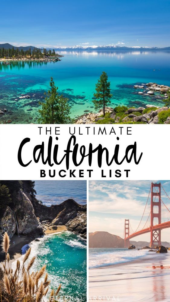 the ultimate california bucket list with photos and text overlay