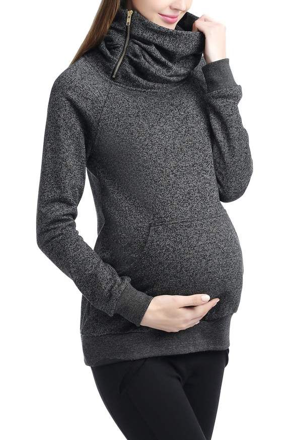 Product Image 4 Cool Look, Zip Collar, Funnel Neck, Maternity Fashion, Funnel, Kangaroo Pocket, Side Zip, Kangaroo, How To Look Better