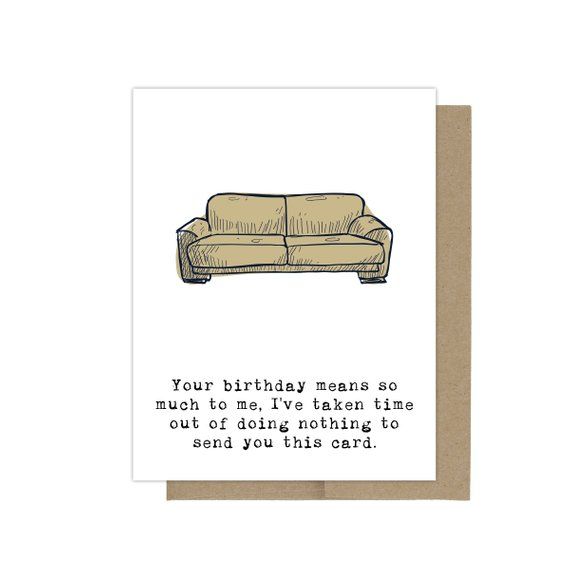 a birthday card with an illustration of a couch