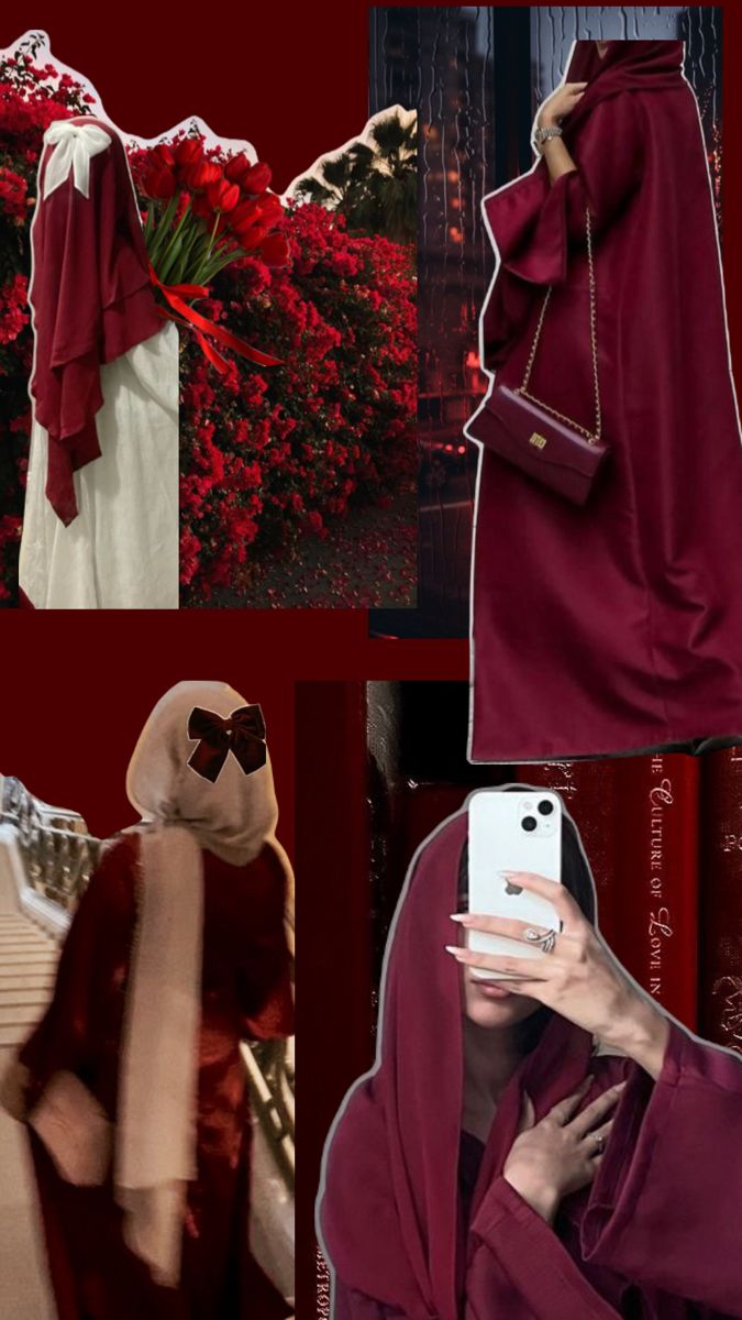 Dark Red feminine hijab Red Hijab Outfit, Hijab Outfit Aesthetic, Red Hijab, Black Hijab, Selfie Inspo, Hijab Aesthetic, Beautiful Red Roses, Feminine Women, Dark Feminine