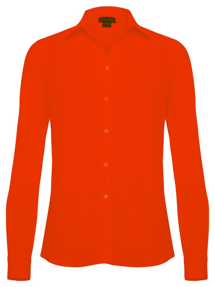 #color_tang Versatile Collared Shirt, Versatile Solid Color Collared Shirt, Versatile Solid Color Shirt For Daywear, Solid Color Relaxed Fit Versatile Shirt, Solid Color Versatile Relaxed Fit Shirt, Versatile Solid Shirt With Button Closure, Versatile Shirt For Business Casual, Shirttail Hem Top With Button Cuffs, Button Cuff Top With Shirttail Hem