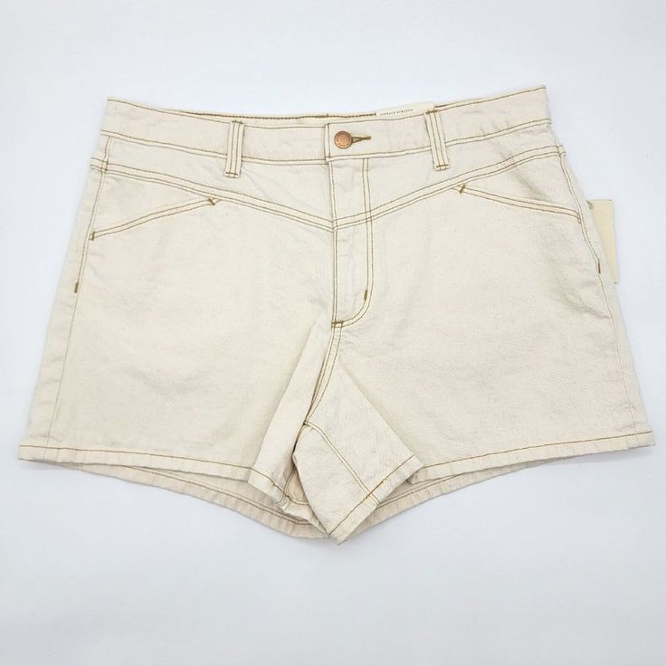 Universal Threads Womens High Rise Midi Jean Shorts Size 12 Vintage Stretch Tan. New With Tags (Review Photos For Details) Us Size: Women's 12 / 31r Features: * Style Profile: Neutral, Casual, Minimalist * Flaws: None * Ivory Cream Tan Color * Belt Loops * Slash Pockets * Drop In Back Pockets * Hoop Button With Zip Up Fly Closure * Please See Photos For Approximate Measurements (In Inches) * Washing Instructions: Machine Washable * We Are Happy To Answer Your Questions! * Item Has Been Properly Mid-rise Beige Shorts With Pockets, Beige Mid-rise Shorts With Pockets, Neutral High-waisted Cotton Shorts, Beige Cotton Jean Shorts With Pockets, Neutral Cotton Shorts, Beige High Rise Shorts With Pockets, Beige High-waisted Jean Shorts Casual, High Waist Beige Shorts, Casual Beige High-waisted Jean Shorts