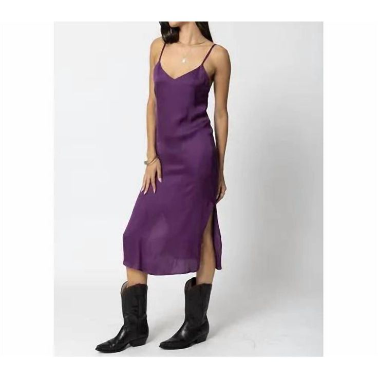 Thanks For Checking Out Our Fabulous Posh Closet!! All Of Our Items Are New With Tags! Never Worn Or Used <3 - Description: Just Add Slides Or Mules And You Are Good To Go. Silky Slip Midi Dress In Purple. Is A Must-Have For Your Closet. Adjustable Straps For The Perfect Fit. Hidden Side Zipper For Easy Wear. With Slits On Both Sides. - We Ship From Multiple Warehouses So It's Not Possible For Us To Bundle - Because All Of Our Merchandise Is Brand New And Often Times In Original Packaging, Extra Purple Slip Dress, Slip Midi Dress, Ann Taylor Loft Dresses, Purple Midi Dress, Grey Midi Dress, Midi Slip Dress, Midi Wrap Dress, Scoop Neck Dress, Silky Dress