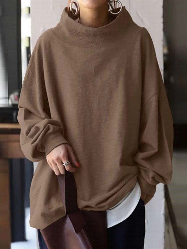 Loose Solid Color Pullover Sweatshirt How To Draw Hoodies, How To Fold Hoodies, Custom Hoodies Ideas, High Neck Pullover, Hoodies Aesthetic, Matching Hoodies, Pullover Mode, Winter Pullover, Cool Hoodies