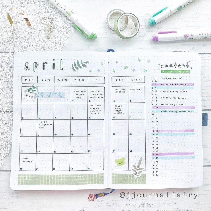 april monthly log + content planner 🍃 - so happy it’s the spring break but I’ve been so unproductive these past week it’s concerning lol… | Instagram Calendar Diary Ideas, Bujo Content Planner, Content Planner Bullet Journal, Spring Content Ideas, Bujo Monthly Log, Monthly Log Bullet Journal, Monthly Planner Aesthetic, April Monthly Spread, Monthly Planner Journal