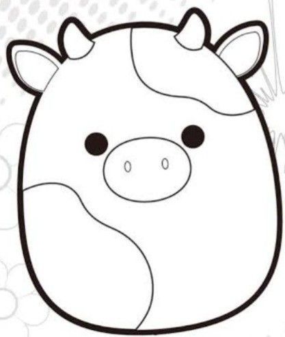 a cartoon cow with black and white lines on it's face