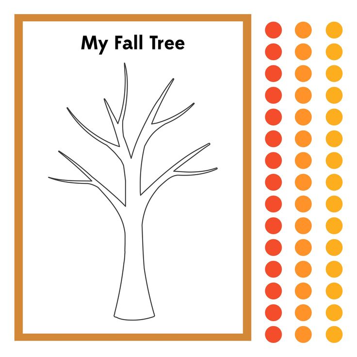 a tree is shown with the words my fall tree in orange and red dots on it