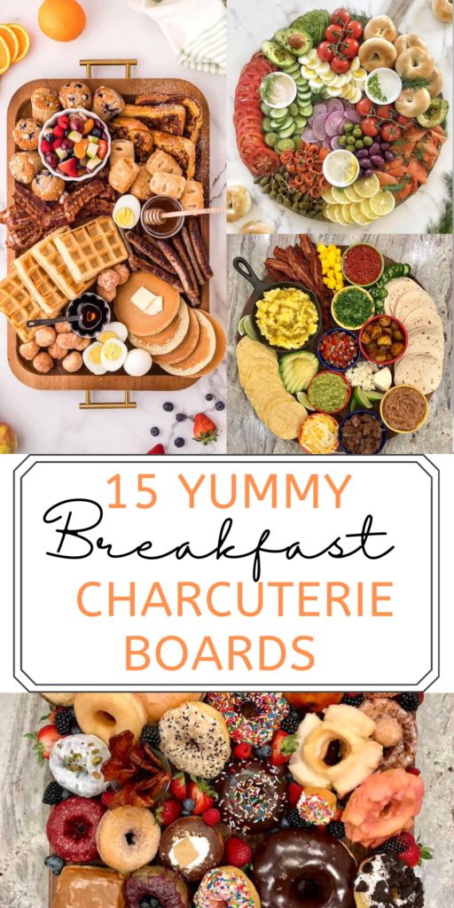 a bunch of different types of food on a table with the words 15 yummy breakfast char