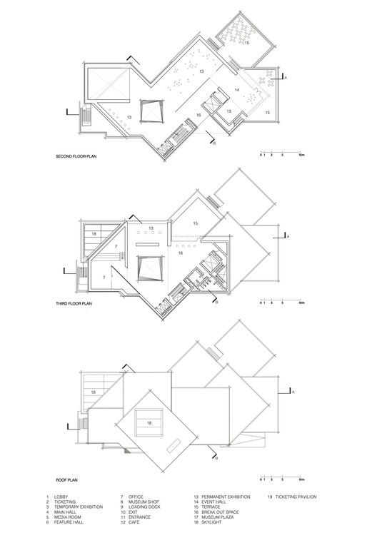 two drawings showing the floor plans for a house with multiple levels and different areas to each level