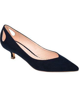 Journee Collection Women's Goldie Kitten Heel & Reviews - Home - Macy's Heels Online, Pumps Shoes, Casual Loafers, Heels Pumps, Suede Material, Cut Out Design, Journee Collection, Petite Maternity, Kitten Heel