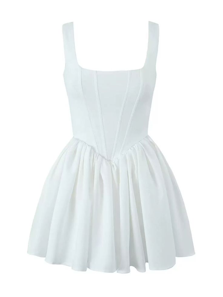 Dominated by its pristine elegance, this white dress is a canvas of simplicity and style. The architectural seams of the bodice are designed to enhance and celebrate the form, leading to a voluminous skirt that captures the essence of youthful exuberance. It’s a perfect blend of modern lines and feminine grace, designed for those who appreciate a minimalist approach to fashion without sacrificing the joy of dressing up. Size Bust (cm) Waist (cm) Length (cm) S 80 60 74 M 84 64 75 L 88 68 76 Bridesmaid Tulle, White Skater Dresses, Dove White, Voluminous Skirt, Casual Preppy Outfits, White Square, Flared Skirt, Preppy Outfits, Fitted Bodice