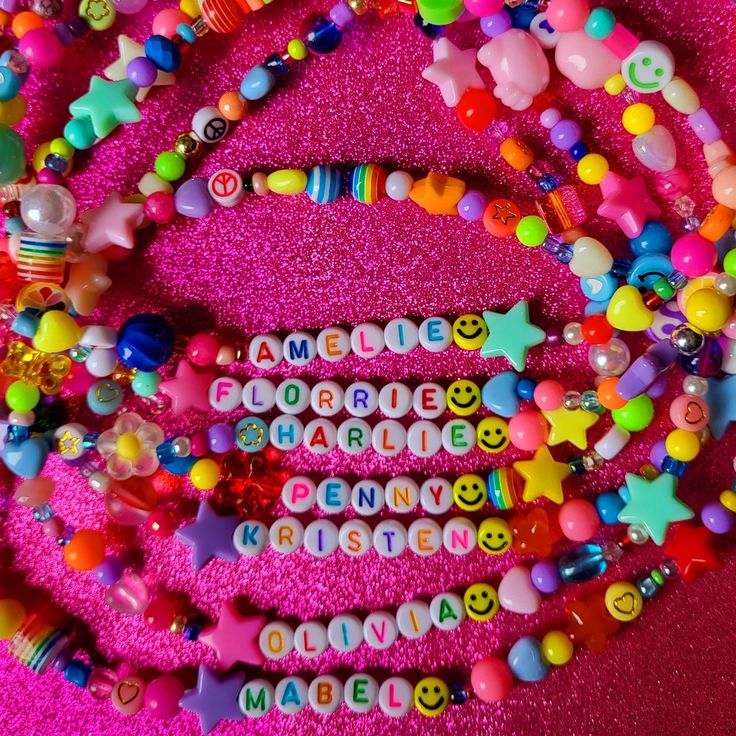 Bright, colourful and fun mixed bead necklace. Can be personalised with any name or word please let me know on checkout.    All materials are high quality. Please choose your size at check out. Thank you 💕  Designs will vary and will all be individual but will all include a happy face bead! 😍 Perfect stocking fillers, birthday gifts or just a day brightener! A handy necklace length image can be found in pictures. Customized Fun Beaded Bracelets For Birthday, Trendy Colorful Beaded Necklaces With Letter Beads, Colorful Letter Beads For Festival, Trendy Colorful Beaded Necklace With Letter Beads, Colorful Letter Beads For Jewelry Making, Fun Beaded Necklaces As Gift, Personalized Round Beads Jewelry For Festival, Fun Customizable Multicolor Beaded Bracelets, Customizable Fun Multicolor Beaded Bracelets