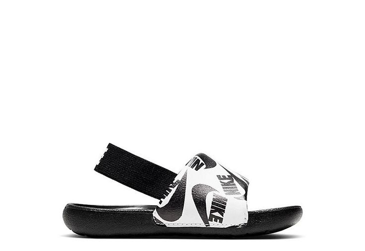 Nike Kawa Slide TD Infant Boys Sandal Running around the house or outside on a hot day, give his little feet a break with the cool Nike Kawa Slide TD infant boys Sandal. The heel strap keeps the fit secure, while a foam footbed provides plush, lightweight cushioning as he moves. Faux leather upper Slip-On w/heel strapFoam footbedTraction outsole Summer Training Slides, Non-slip Slides For Summer Training, Summer Training Slides With Non-slip Design, Nike Non-slip Sandals For Summer, Black Slides For Training In Summer, Black Slides For Summer Training, Cool Nikes, Boys Sandals, Infant Boys