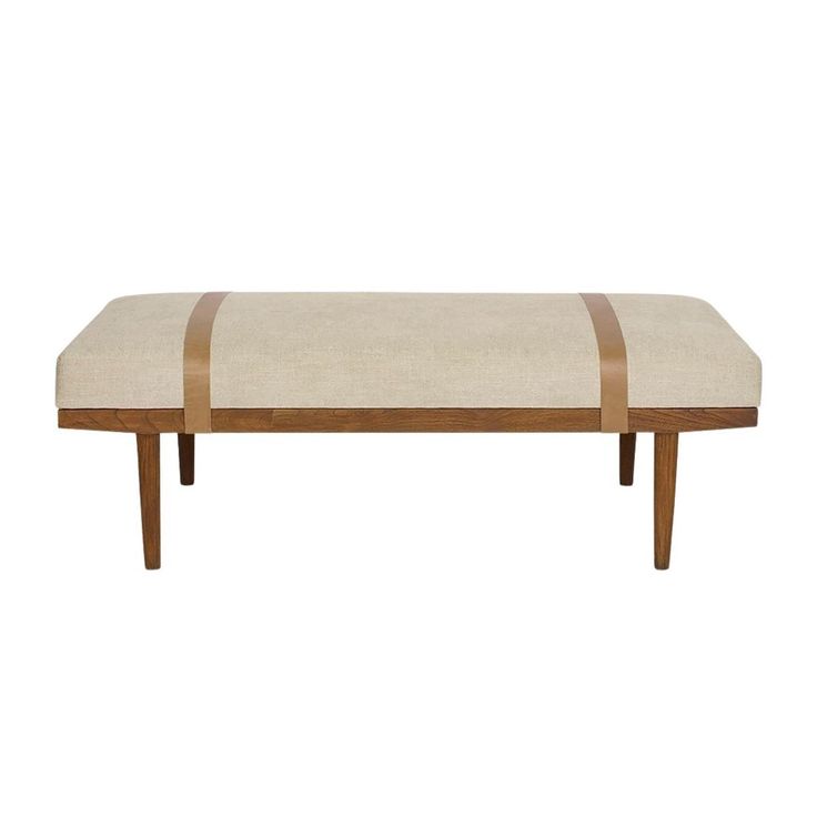 Sophie Bench - Pure Salt Shoppe Wood Ottoman, Rectangle Ottoman, Crypton Fabric, Teak Bench, Mcgee & Co, Furniture Redo, Cocktail Ottoman, Upholstered Ottoman, Ottoman Table