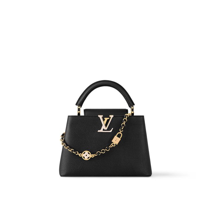 LOUIS VUITTON® - Capucines Bb - Black Louis Vuitton Black Bag, Tas Louis Vuitton, Louis Vuitton Capucines Bb, Black Designer Bags, Tas Lv, Sac Louis Vuitton, Louis Vuitton Capucines, Luxury Bags Collection, Yves Saint Laurent Shoes