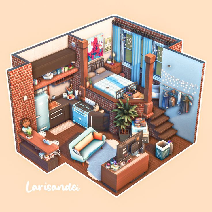 this is an illustration of a bedroom with furniture