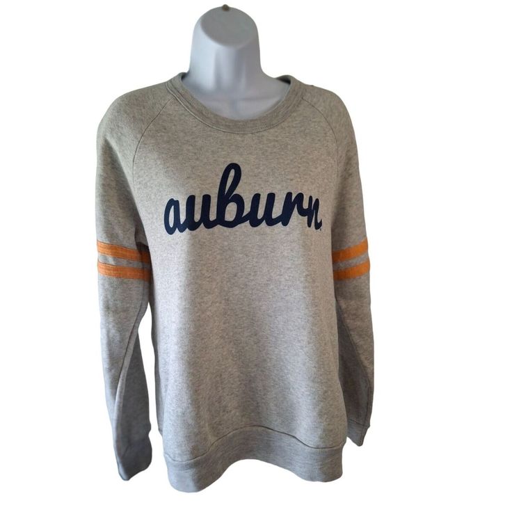 I just added a new item to eBay, Kickoff Auburn Crewneck Sweatshirt Womens Gray  Small Orange Stripes! #eBay #eBaySeller Gray Fall Sweater For College, Varsity Tops For Fall, Varsity Tops With Ribbed Cuffs For Fall, Gray Crew Neck Top For Leisure, Varsity Style Relaxed Fit Top For Fall, Fall Varsity Crew Neck Tops, Fall Varsity Long Sleeve Tops, Varsity Long Sleeve Tops For Fall, Collegiate Letter Print Tops For Fall