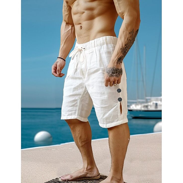 Fabric:Linen Cotton Blend; Gender:Men's; Style:Casual,Hawaiian,Athleisure; Occasion:Beach,Yoga; Fit Type:Loose Fit; Function:Breathable; Waistline:Mid Waist; Pattern:Plain; Design:Drawstring,Elastic Waist; Brand:OUKU; Pants Type:Shorts,Summer Shorts,Linen Shorts,Beach Shorts; Fly Type:Drawstring,Elasticity; Front page:FF; Listing Date:04/16/2024; Hips:null; Length:null; Waist:null; Fit US Size:null; Fit UK Size:null; Fit EU Size:null; Pants Length:Knee Length Bottoms With Built-in Shorts For Vacation Leisure, Leisure Bermuda Bottoms For Summer, Summer Bermuda Leisure Bottoms, Bermuda Bottoms For Leisure In Summer, Bohemian Style Shorts For Beach Party Vacation, Bohemian Shorts For Beach Party Vacation, Leisure Summer Shorts, Leisure Shorts With Pockets For Beach Season, Summer Leisure Shorts