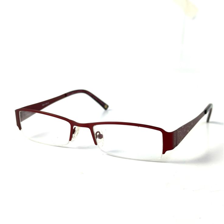 Biacci Milano Eyewear Bm351 Red Bayonetta Emo Metal Half Rimmed Eye Glasses Red Metallic Colorway Best For Smaller Medium Sized Heads Deadstock Brand New With Tags ! Available In Black And Brown Color Too. See Last Picture Featuring Biacci Logo On The Lens These Are Non-Prescription Lenses So Just A Clear Lens Size 51mm Eye Size 18mm Bridge Width 135mm Temple Length Its Bayonetta Season 4ever Bayonetta Glasses, Y2k Glasses, Glasses Inspiration, Black Eyeglasses Frames, Red Y2k, Types Of Glasses, Y2k Accessories, Red Glasses, Cute Glasses