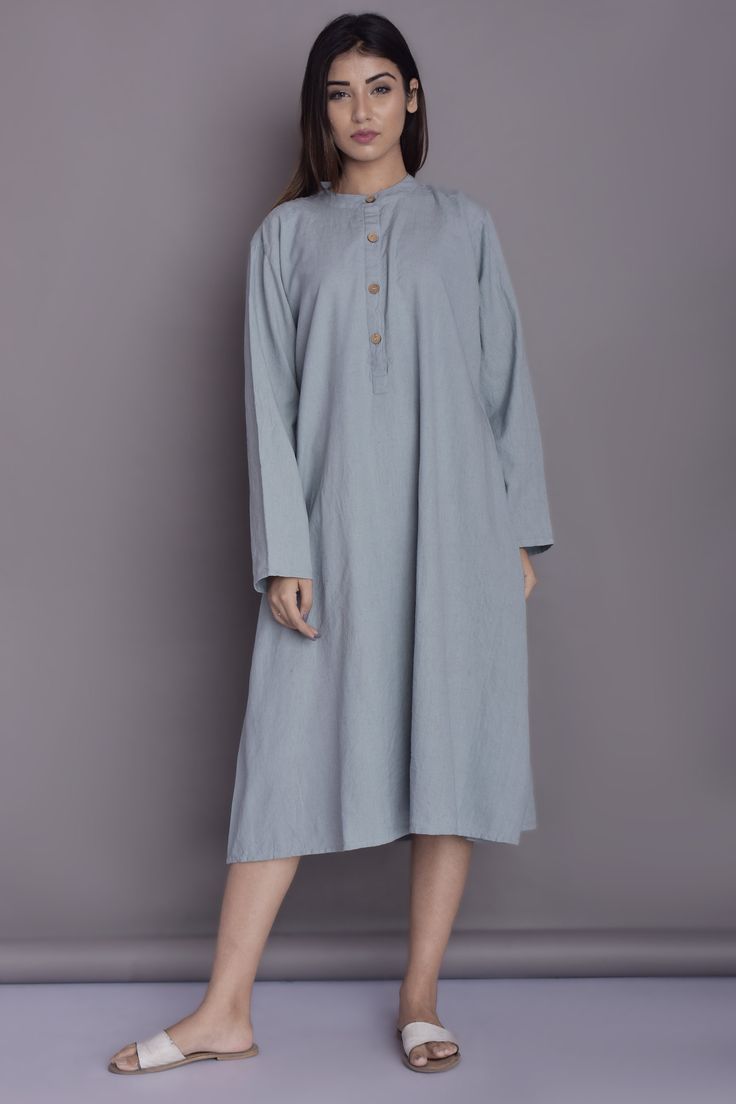 "Indian Kurta Shirt, Long Shirt for Women, Kurti for Women, Linen Washed Soft Shirt, Linen Kurta - Custom made by Modernmoveboutique >DESCRIPTION< - loose and roomy. - made from Linen blend. The fabric is of medium weight (185 g). - the model is 172 cm high (regular XS - S) and is wearing size S. - color in the picture - LIGHT GREY (Please choose any other color on the right). >COLOR< NOTE - The shirt is available in 25 colors. - We found out the fabric to be rather hard to photograp Long Linen Skirt, Kurta Shirt, Women Kurti, Kurti For Women, Casual Linen Pants, Shirt Linen, Indian Kurta, Linen Tank Top, Button Skirt