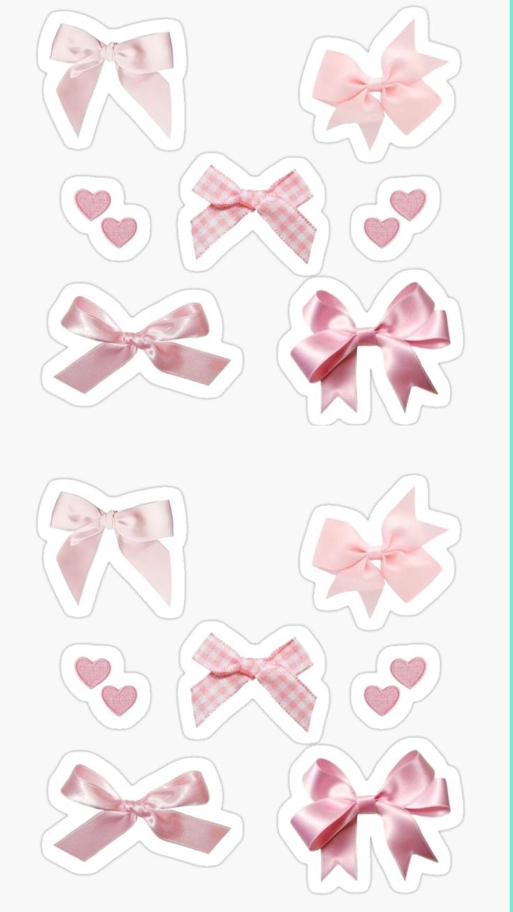 pink bows and hearts stickers