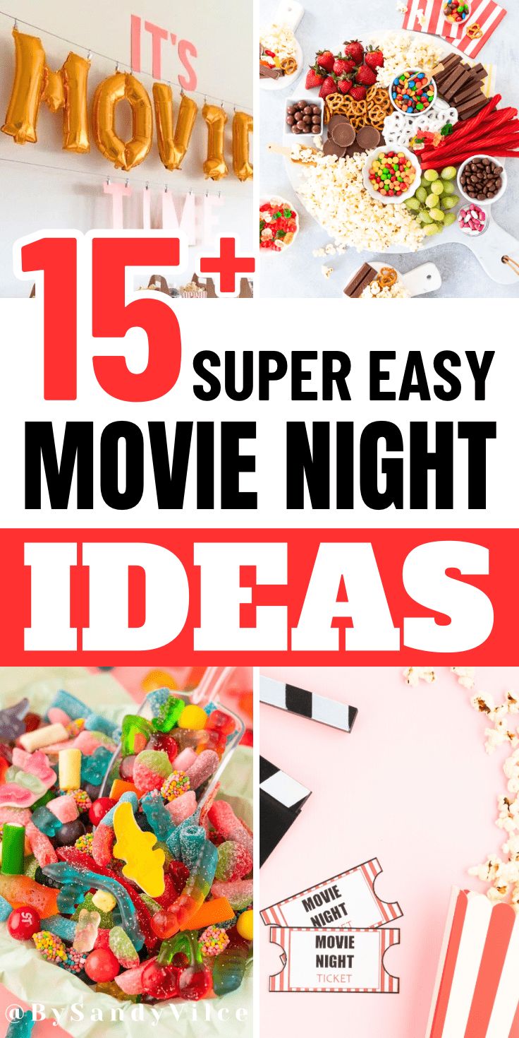 movie night ideas for kids to make with their own food and drink, including popcorn