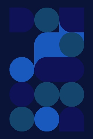 blue circles are arranged in the shape of a rectangle, on a dark background