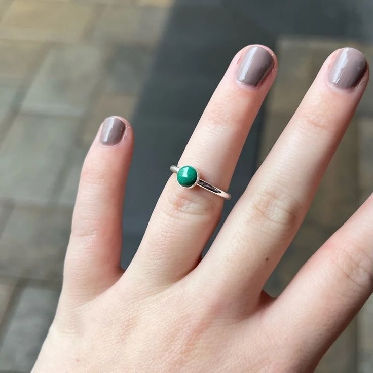 Sterling Silver Malachite Stacking Ring – AccentYourself Adjustable Fit Emerald Ring, Dainty Green Emerald Stackable Rings, Green Bezel Setting Stackable Rings, Minimalist Green Gemstone Ring, Green Birthstone Ring For Spiritual Occasions, Green Spiritual Birthstone Rings, Spiritual Green Birthstone Ring, Sterling Silver Emerald Ring With Gemstone, Stackable Green Emerald Ring