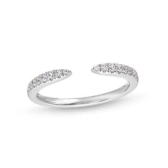 a white gold ring with diamonds on it