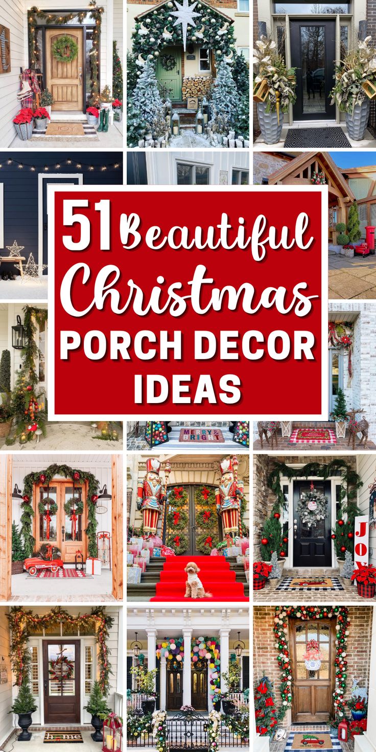 Elevate your Christmas porch decor with creative outdoor holiday decor ideas. From seasonal Christmas wreaths and rustic garlands to twinkling lights and cozy accents, these DIY Christmas porch ideas will infuse warmth and cheer into your front entryway. Embrace the spirit of the season with farmhouse-inspired Christmas porch arrangements that exude elegance and welcome guests with merry and bright vibes. Get ready to spread holiday joy with stunning front porch ideas for Christmas. Outdoor Column Christmas Decor, Decorating Front Porch For Christmas, Christmas Ideas Wishlist, Porch Christmas Tree, Porch Garland, Porch Ornaments, Christmas Porch Decor Ideas, Holiday Decor Ideas, Outside Christmas Decorations