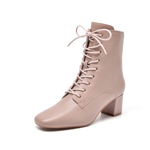 • Upper Material: Genuine Leather• Genuine Upper Leather Type: Sheepskin• Boot Height: Ankle• Heel type: square heel• Toe shape: square toe• Season: spring/autumn• Insole Material: Pigskin• Outsole Material: Rubber• Heel Height: High (5cm-8cm)• Closure Type: Lace-up• Fit: Fits true to size, take your normal size• Heel Spring Office Heeled Boots With Round Toe, Spring Office Boots In Faux Leather, Spring Workwear High Heel Lace-up Boots, Faux Leather Boots For Office In Spring, Faux Leather Office Boots For Spring, Spring High Heel Lace-up Work Boots, High Heel Lace-up Boots For Spring Workwear, Spring Office Leather Heeled Boots, Spring Leather Heeled Boots For Office